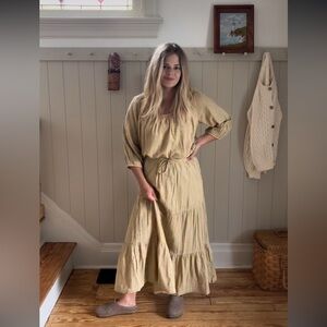 Pact Gingham Tiered Maxi Skirt